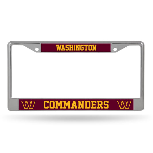 Rico Industries NFL Football Washington Commanders 12" x 6" Chrome Frame - Car/Truck/SUV Automobile Accessory