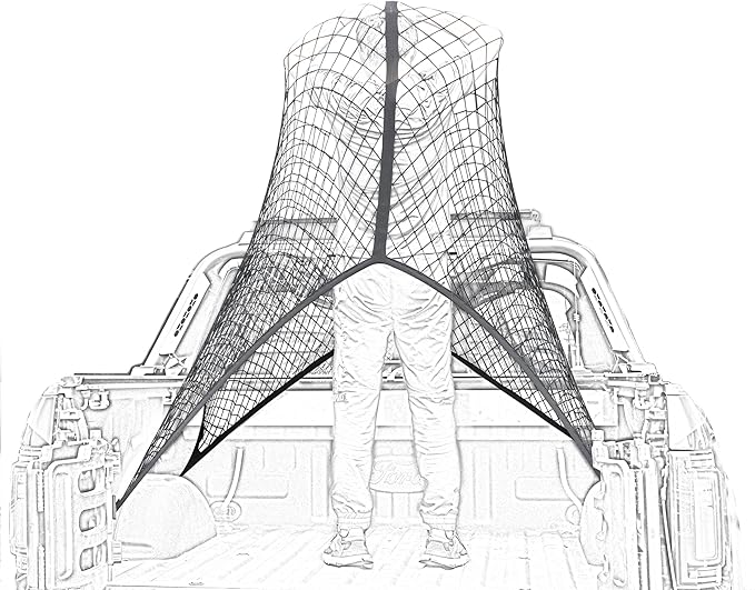 Highly Elastic Cargo Net, 4'x6' Stretches to 8'x12, Suitable for 6.5ft - 8.1ft Long Bed Trucks, Trailers (Lager Single Layer)