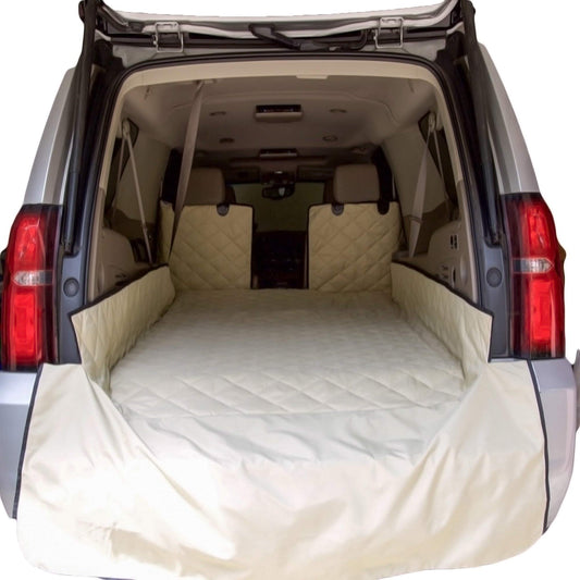 Plush Paws Products Premium Cargo Liner Protector & Bumper Flaps | Washable & Waterproof Cargo Liner Cover for Car Truck & SUV | Nonslip Tear Resistant Pet Cargo Liner | X-Large Tan